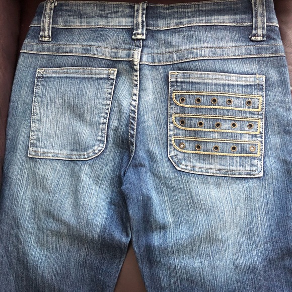 Fancy Indigo Blue Stone washed, boot cut, stretch, low rise, women’s jeans. - Picture 9 of 13